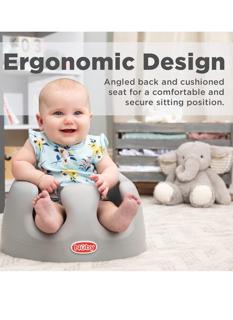 My Floor Seat - Portable Baby Chair with Soft Foam Cushion, Safety Harness, and High Back Design - 4+ Months - Gray