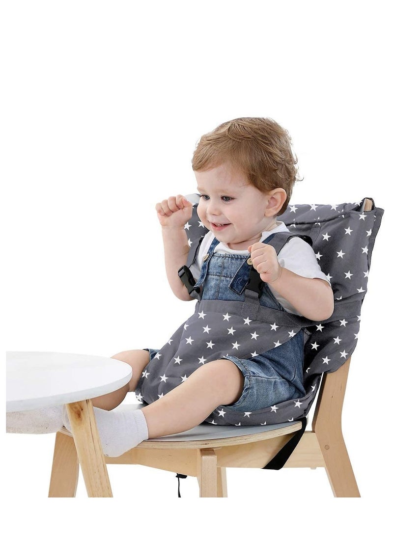 Baby Portable Travel High Chair Seats, Baby Booster Safety Seat | Adjustable, Safety, Washable | Toddler High Chair Seat Cover | Convenient Cloth Travel High Chair Fits in Your Handbag (Grey)