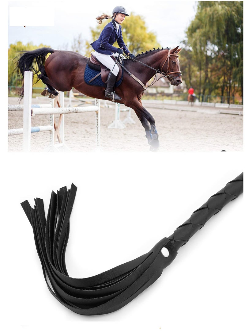 Set of Riding Crop 18 and Horse Whip 34 Leather Horse Whip Riding Crop English Whip with Genuine Leather Horse Black