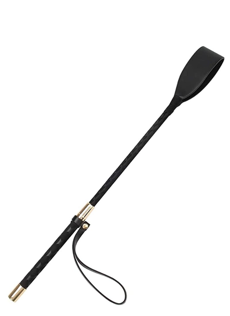 Riding Crop for Horse, Black Leather Equestrian Training Tool, 18-Inch Horse Whip with Double Slapper, Premium Quality Equestrianism Horse Riding Crop, Outdoor Training Tool Black