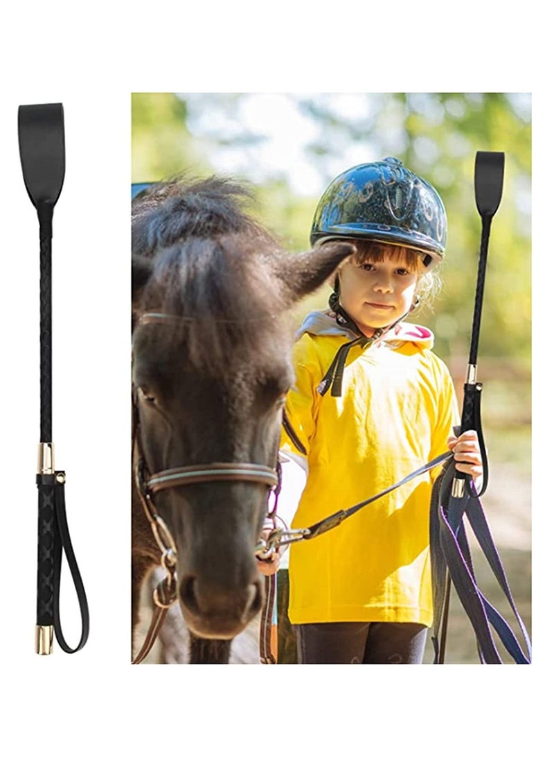 Riding Crop for Horse, Black Leather Equestrian Training Tool, 18-Inch Horse Whip with Double Slapper, Premium Quality Equestrianism Horse Riding Crop, Outdoor Training Tool Black