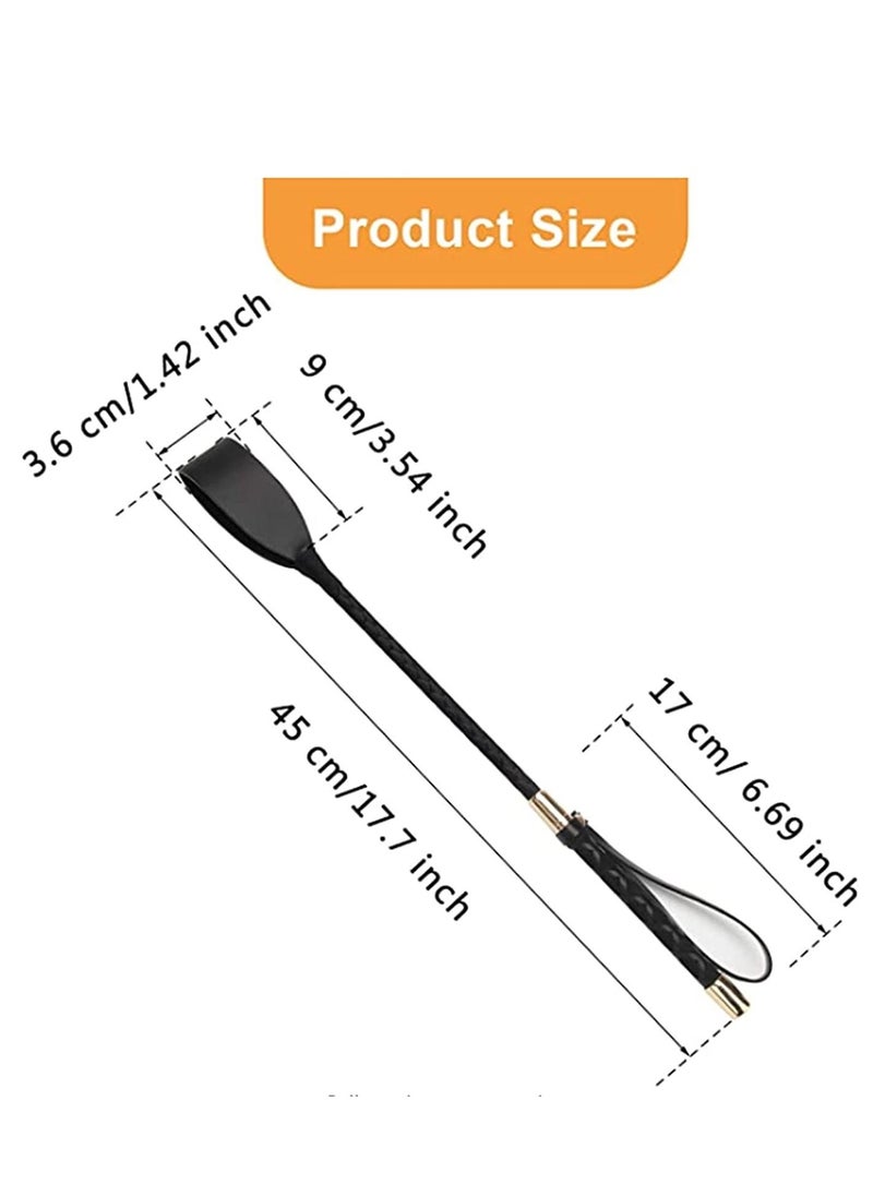 Riding Crop for Horse, Black Leather Equestrian Training Tool, 18-Inch Horse Whip with Double Slapper, Premium Quality Equestrianism Horse Riding Crop, Outdoor Training Tool Black