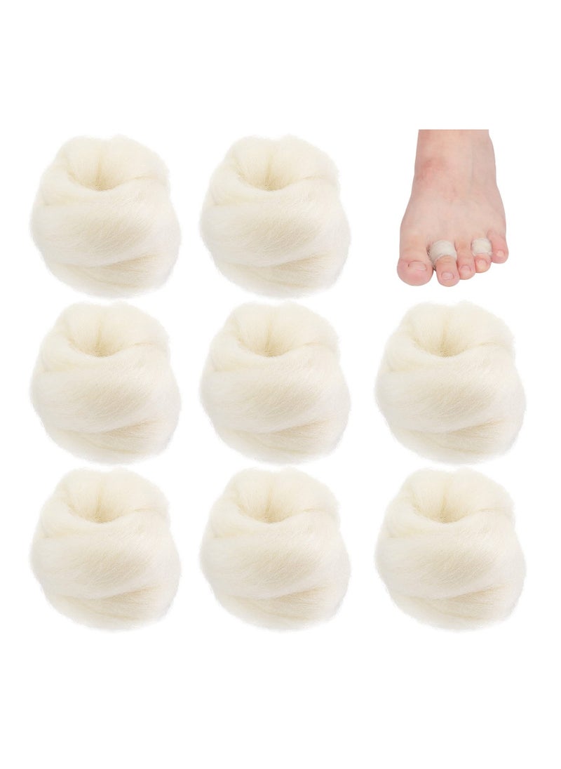 Lambs Wool for Toes Soft Feet Cushion Toe Separator Lambs Wool Corn Cushion Pads Blister Prevention Bunions Callus Remover Cushions Hammer Toe Relief for Shoes or Feet, 3/8 oz (8 Pcs)