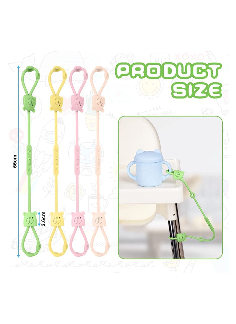 4pcs Toy Safety Straps Silicone Adjustable Baby Pacifier Teether Straps Toddler Toy Bottle Harness Straps for Strollers High Chair Cribs Bags BPA Free Multi Colors