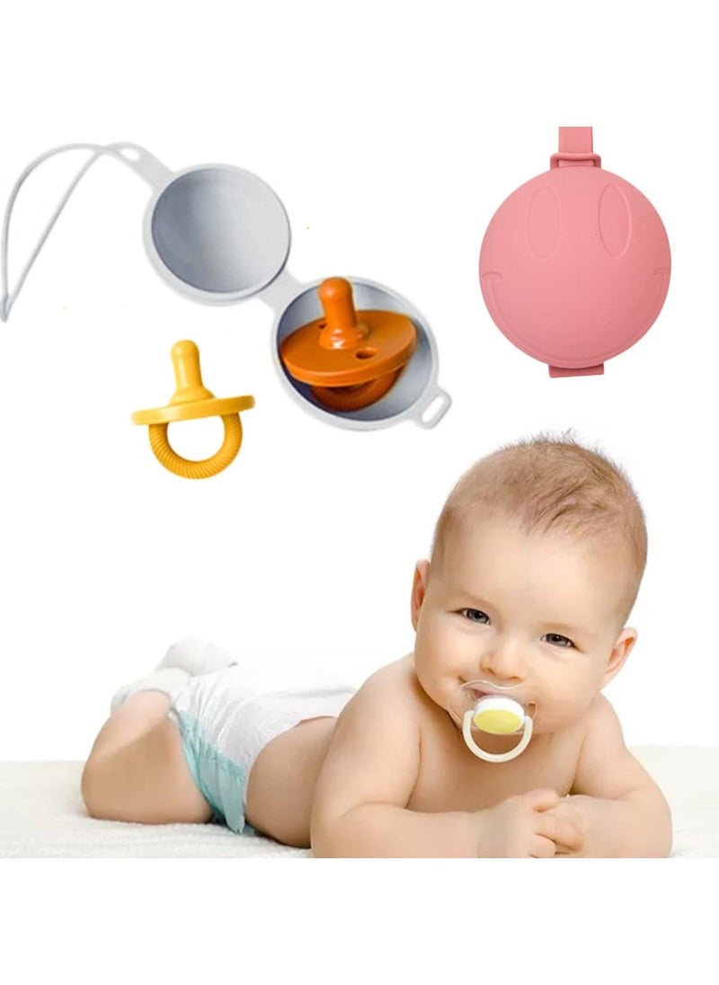 2 Pack Baby Dummy Holder Case Set BPA Free Silicone Pacifier Holder Pod Portable Soother Pods Storage Box Pacifier Holder Case for Baby Nappy Changing Bag Stroller Travel Home