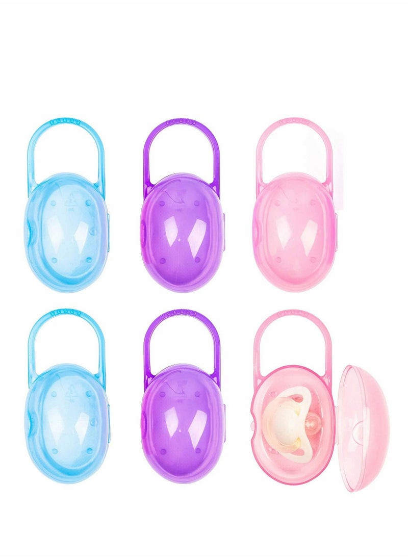 Dummy Case Transparent Pacifier Holder Box Soothers Storage Nipple Shield for Travel and Home 6 Pack