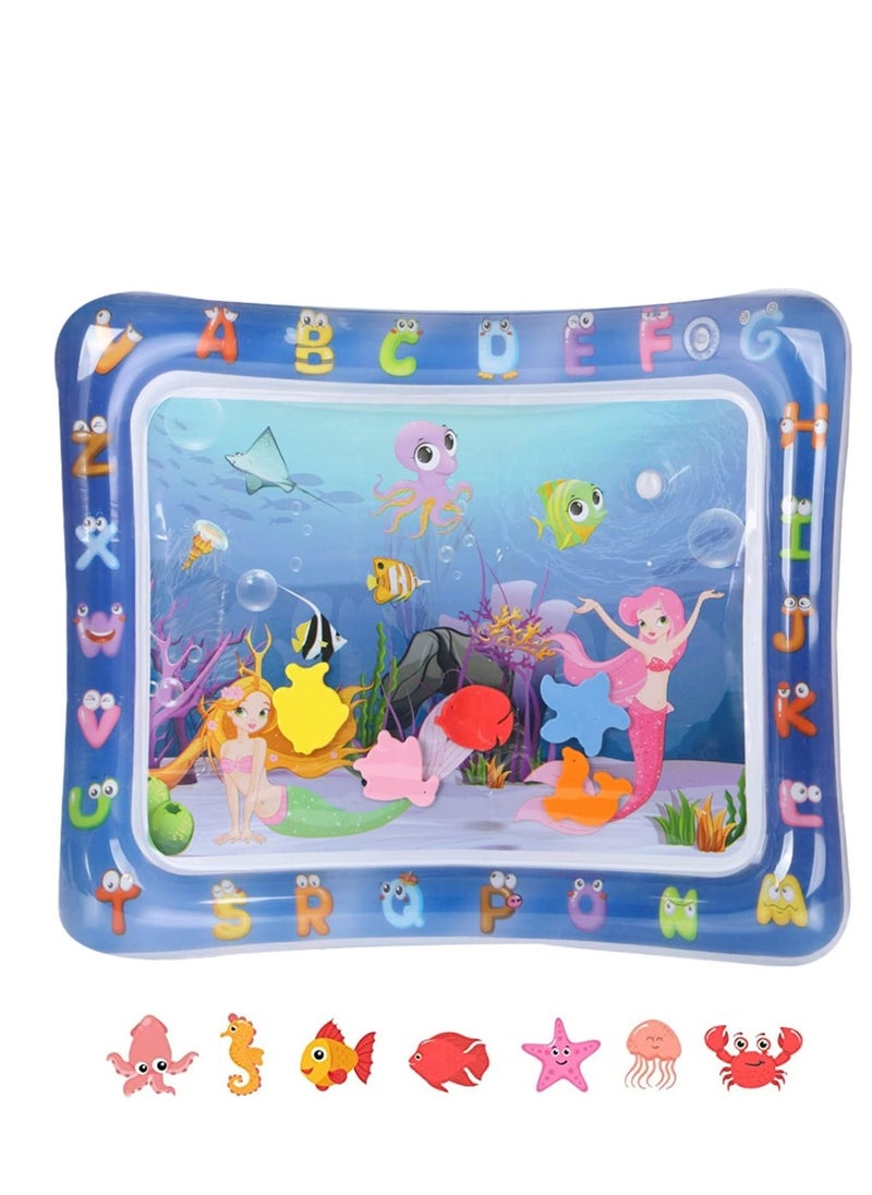 Inflatable Tummy Time Water Mat Baby Sensory Toys Water Play Mat for Baby Early Development Inflatable Water Mat Baby Playmat Sensory Tummy Time Mat for 0-12 Months Activity Toys Mermaid