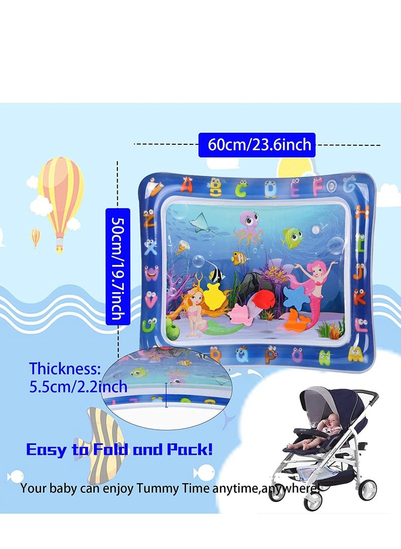 Inflatable Tummy Time Water Mat Baby Sensory Toys Water Play Mat for Baby Early Development Inflatable Water Mat Baby Playmat Sensory Tummy Time Mat for 0-12 Months Activity Toys Mermaid