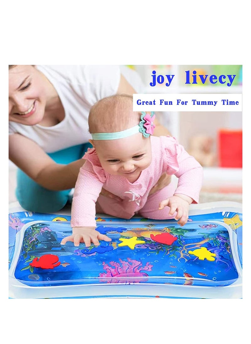 Inflatable Tummy Time Water Mat Baby Sensory Toys Water Play Mat for Baby Early Development Inflatable Water Mat Baby Playmat Sensory Tummy Time Mat for 0-12 Months Activity Toys Mermaid