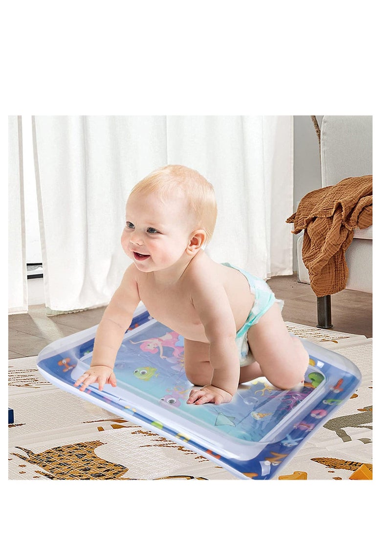 Inflatable Tummy Time Water Mat Baby Sensory Toys Water Play Mat for Baby Early Development Inflatable Water Mat Baby Playmat Sensory Tummy Time Mat for 0-12 Months Activity Toys Mermaid