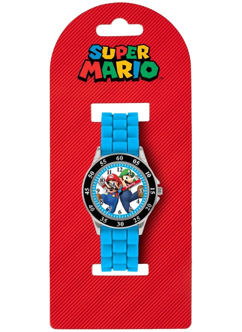 Nintendo Mario Watch with Blue Silicone Strap