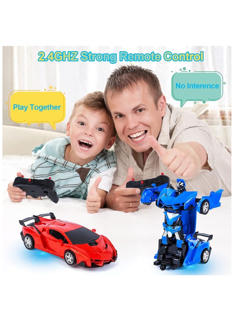 Remote Control Toys for Kids,Birthday for 5-12 Year Old Hobby Rc Robot Car Toy 2 1 Deformation Car Transformer Toy for 6-10 Year Old Racing Cars for Boys Girls 1 18 Scale Cars Blue