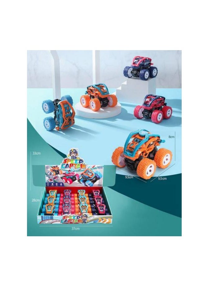 Monster Truck Toy Cars for Boys & Speed Captain Double-Sided Stunt Car – 360° Rotating Friction-Powered Cars with Shockproof All-Terrain Wheels, LED Lights, Pull Back Action, Ideal for Kids , Perfect Christmas & Birthday Gift