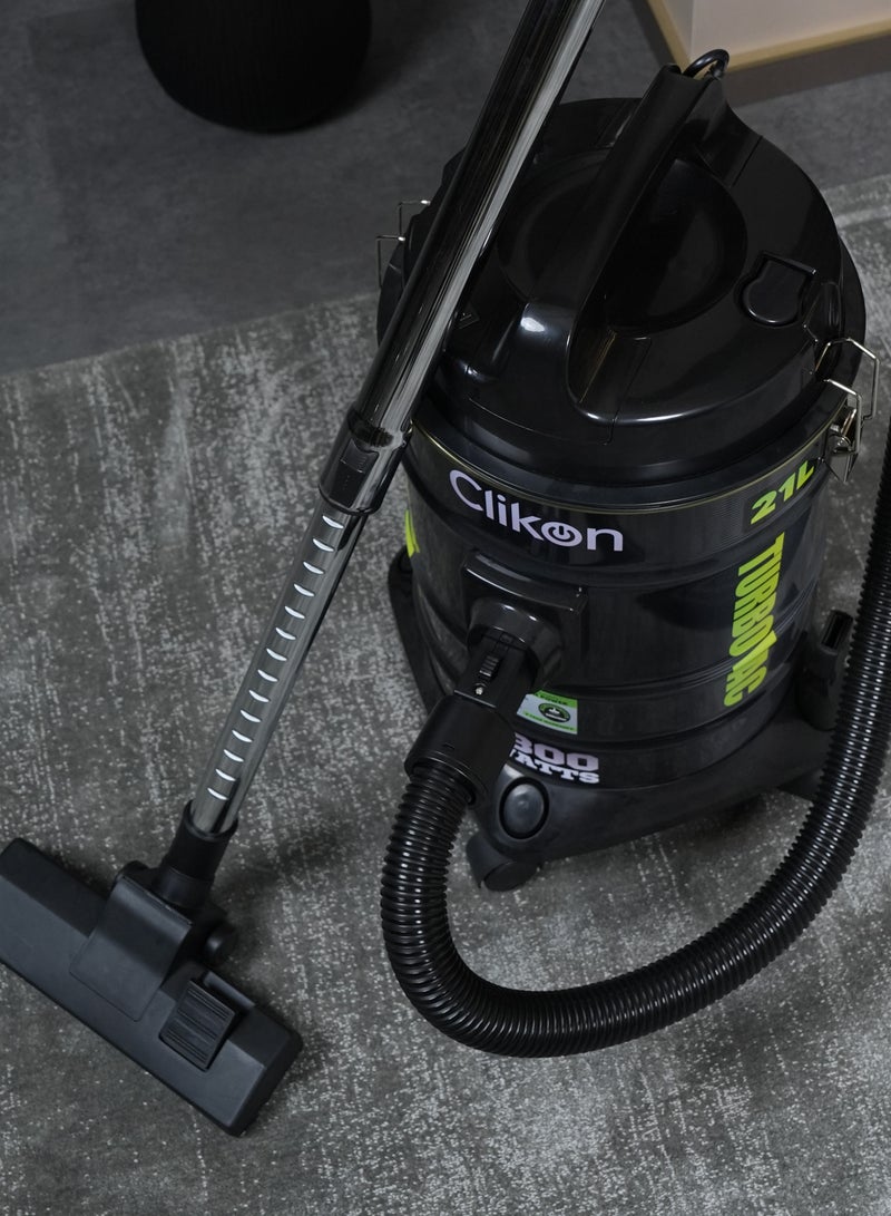 21L Vacuum Cleaner – 1800W Power, 360° Rotation With Wheels for Effortless Cleaning 1800 W CK4412 Black/Green