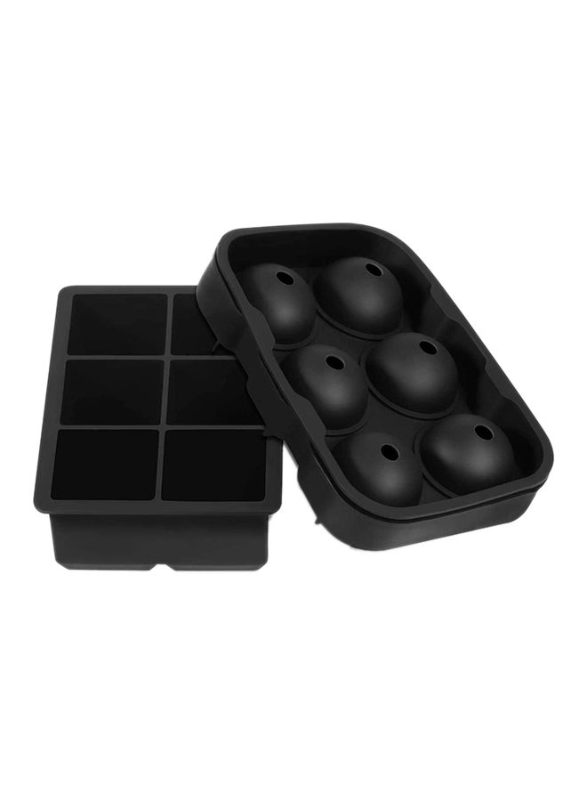 2-Piece Silicone Ice Cube Trays Set Black 6.5inch