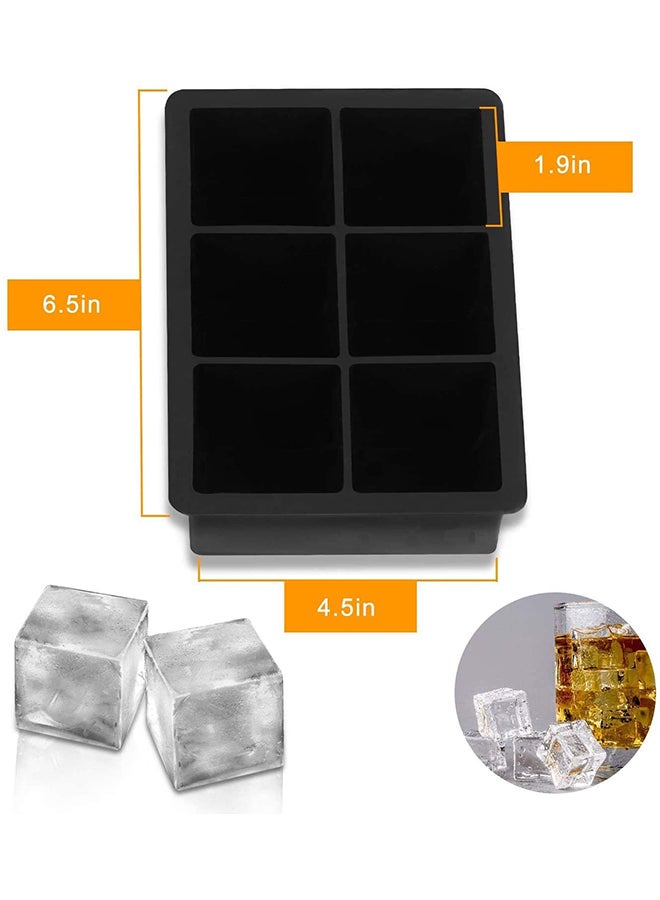 2-Piece Silicone Ice Cube Trays Set Black 6.5inch