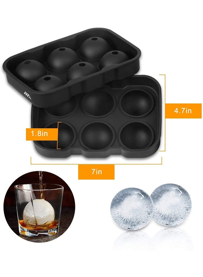 2-Piece Silicone Ice Cube Trays Set Black 6.5inch