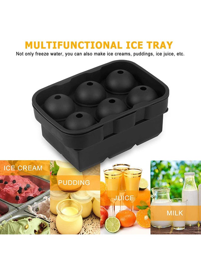 2-Piece Silicone Ice Cube Trays Set Black 6.5inch