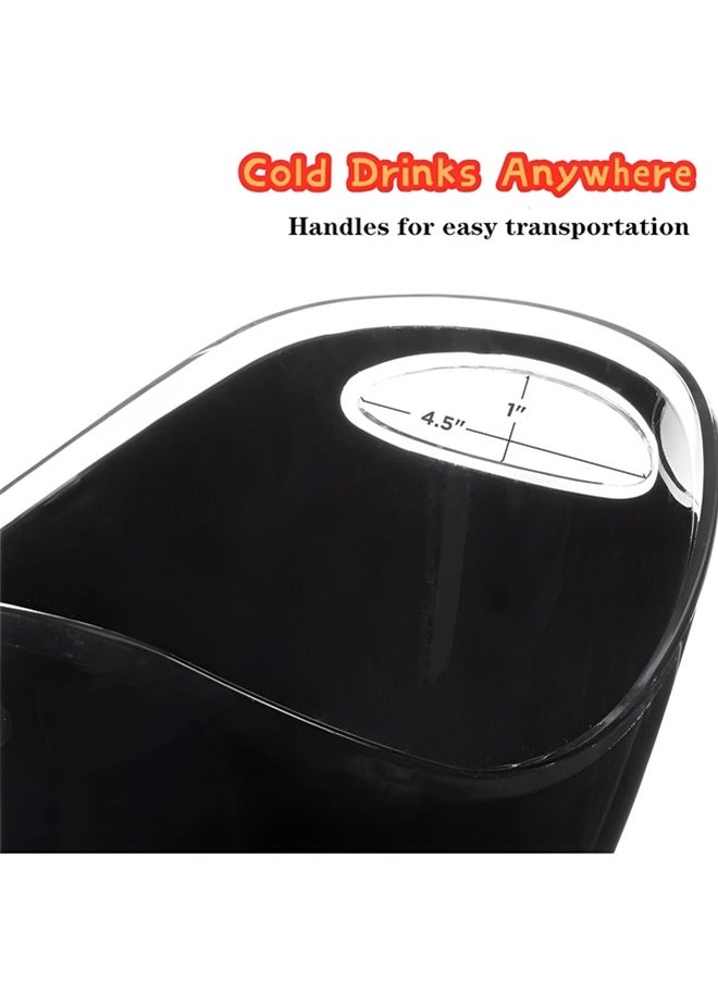 Ice Bucket Wine Bucket,8L Wine Bucket Chiller for Parties, Acrylic Cooler Bucket for Champagne Wine Drinks Beer,Beverage Tub,Ice Tub,Bar Supplies（Black）