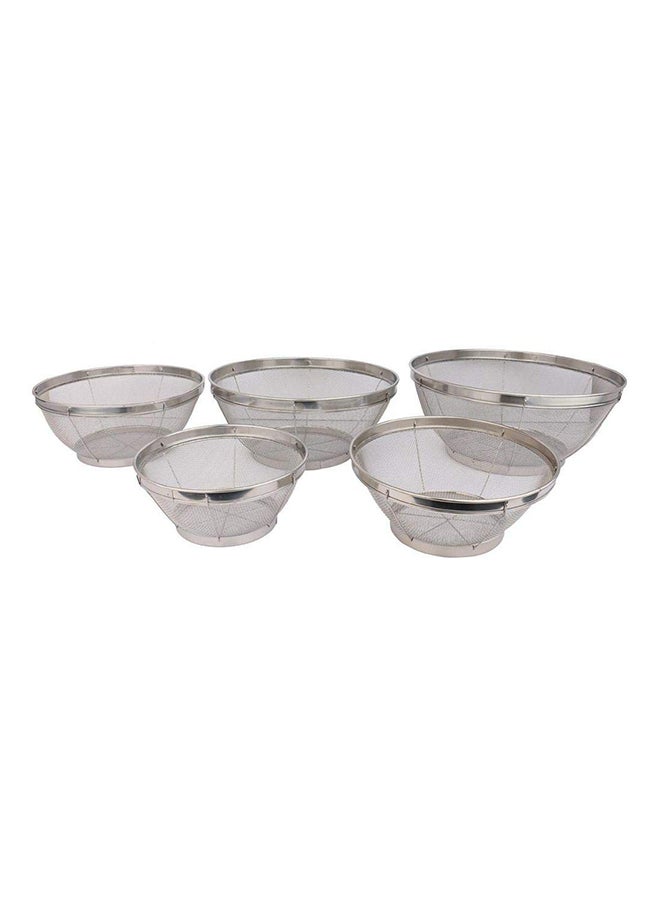 5-Piece Fruit Basket Strainer Silver