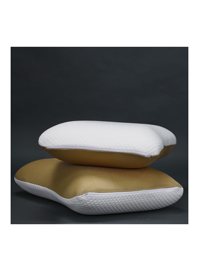 Relax Memory Foam Pillow 2 Pieces Hypoallergenic Side And Back Sleeping Pillows For Neck And Shoulder Support Polyester White 55x35x12cm
