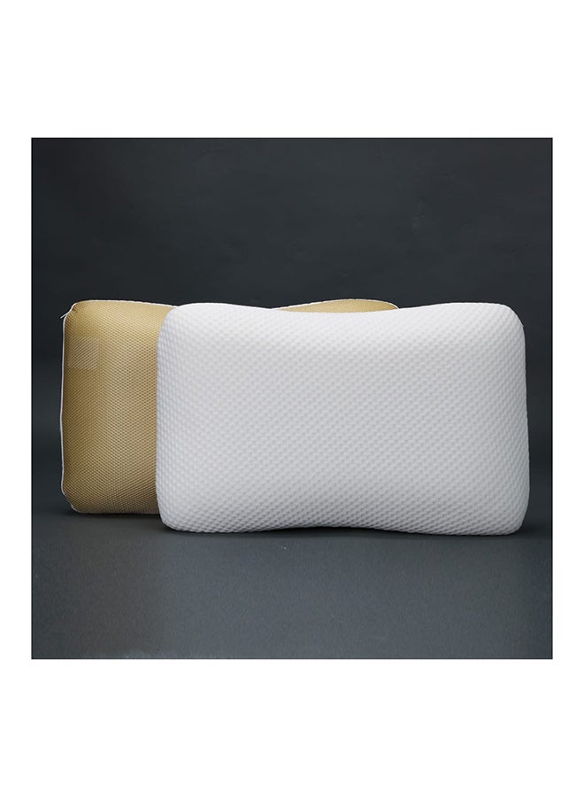 Relax Memory Foam Pillow 2 Pieces Hypoallergenic Side And Back Sleeping Pillows For Neck And Shoulder Support Polyester White 55x35x12cm