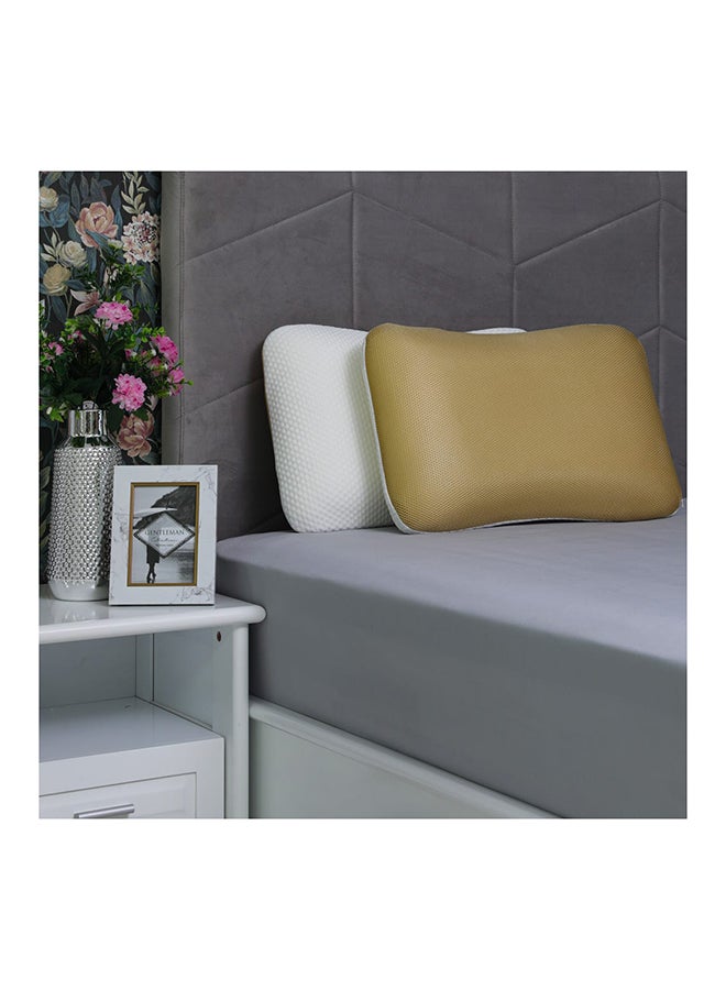 Relax Memory Foam Pillow 2 Pieces Hypoallergenic Side And Back Sleeping Pillows For Neck And Shoulder Support Polyester White 55x35x12cm