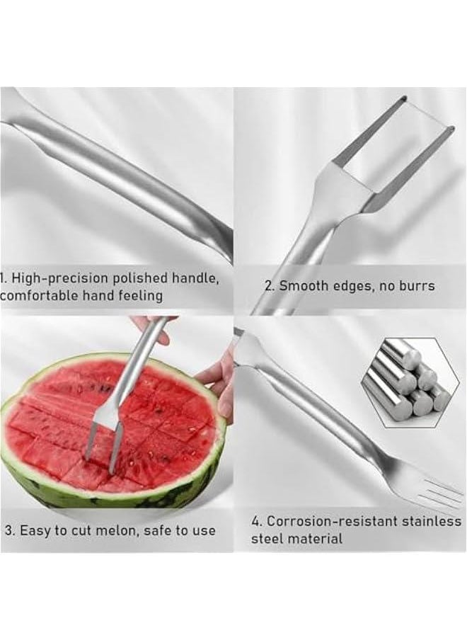 2-In-1 Stainless Steel Fruit Cutter,Watermelon Cutter,Watermelon Cutter Tool,Watermelon Slicer,Fruit Cutter,Stainless Steel Fruit Cutter Watermelon (3PCS)
