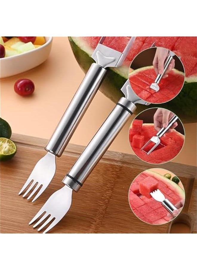 2-In-1 Stainless Steel Fruit Cutter,Watermelon Cutter,Watermelon Cutter Tool,Watermelon Slicer,Fruit Cutter,Stainless Steel Fruit Cutter Watermelon (3PCS)