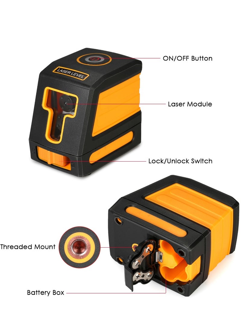 Laser Level Self-Leveling 2 Lines Red Professional Horizontal and Vertical Cross Line Leveling Laser Level Kit with Selectable Laser Lines and Vertical Beam Spread