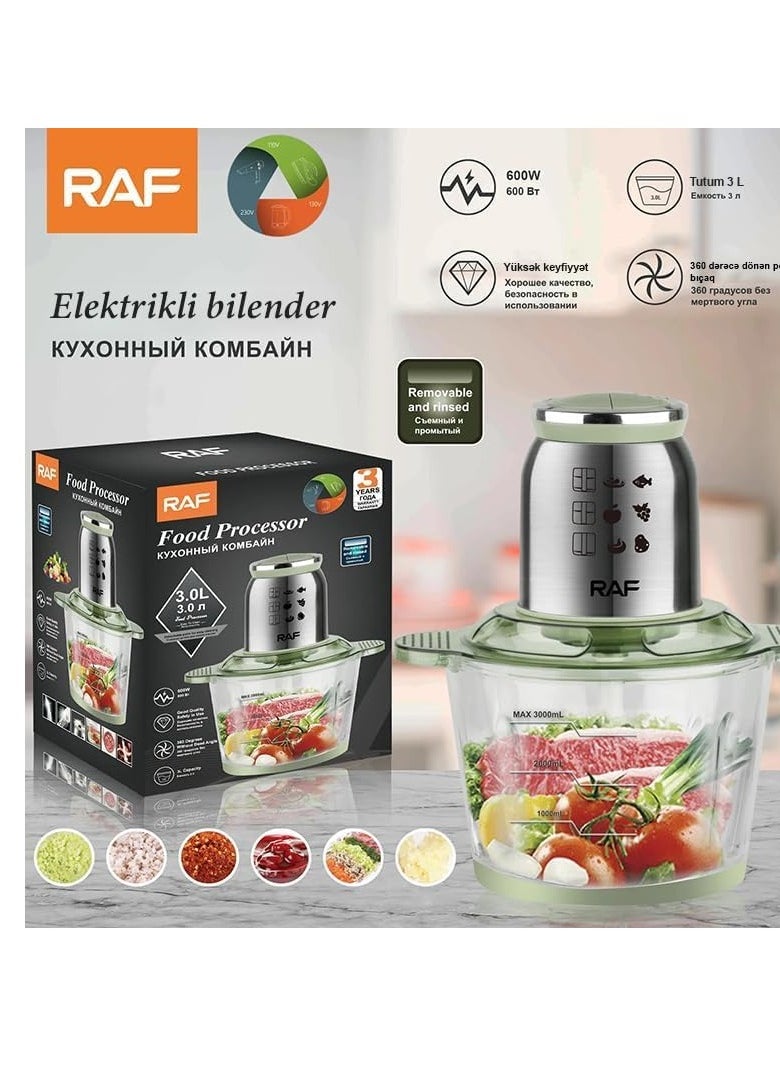 Large Capacity RAF Electric Blender 600W Food Processor R.7001 Multi-function Vegetable Chopper 3L