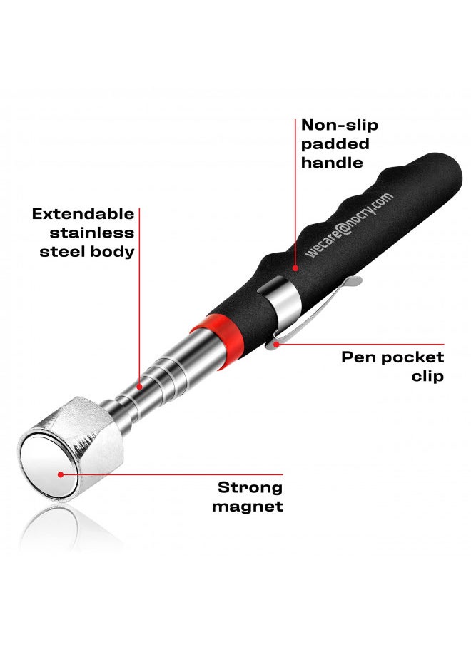 NoCry Telescoping Magnetic Pickup Tool with 25lb Pull Force Magnet Stick Extendable up to 30in; Non-Slip Extendable Magnet Pickup Tool, Telescopic Magnetic Pick-Up Tool with Extra Strong Magnet