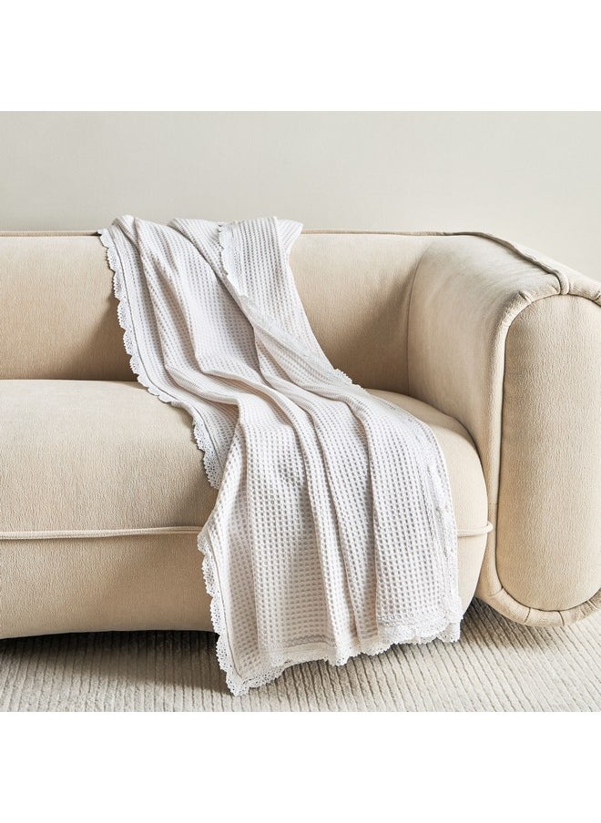 White Haven Velin Waffel Lace Throw 130 x 170 cm