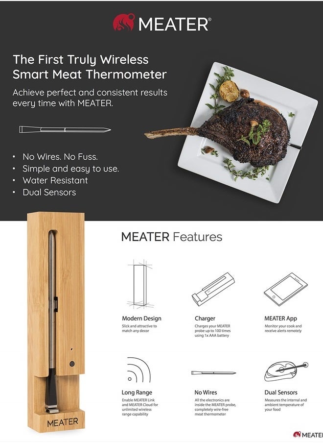 The Original True Wireless Smart Meat Thermometer for the Oven Grill Kitchen BBQ Smoker Rotisserie with Bluetooth and WiFi Digital Connectivity