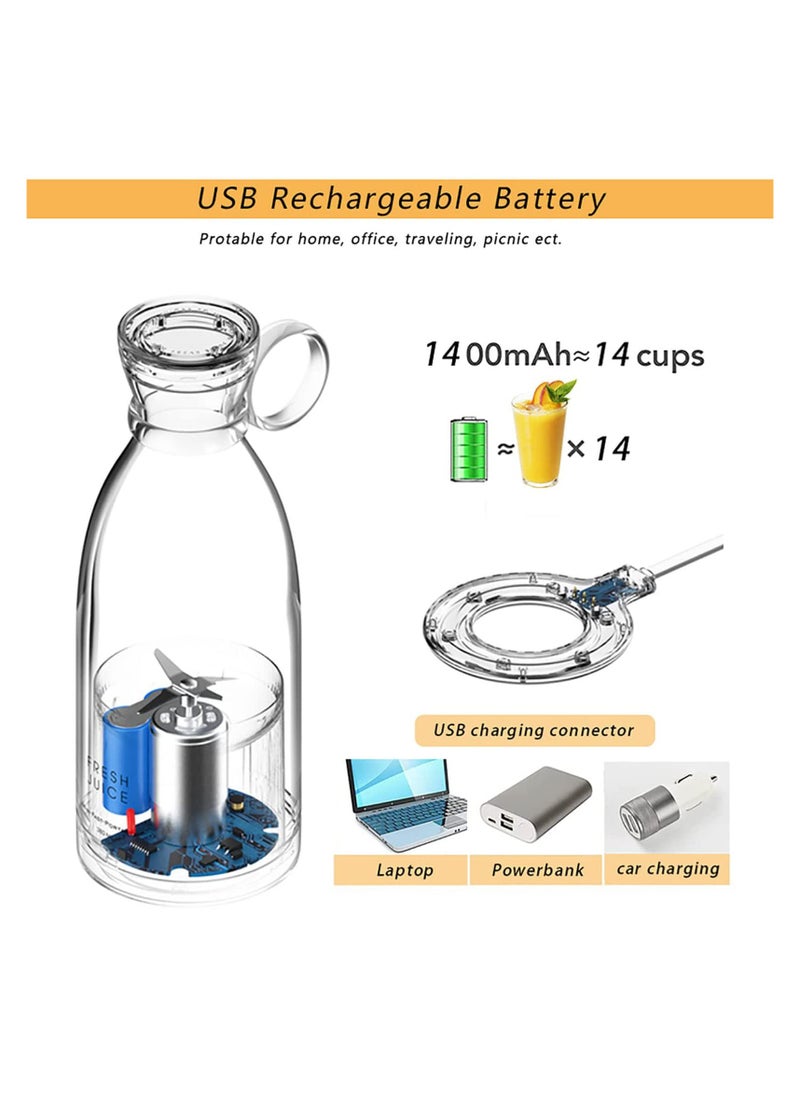 Portable USB Rechargeable Blender, Silver, 350ml Capacity