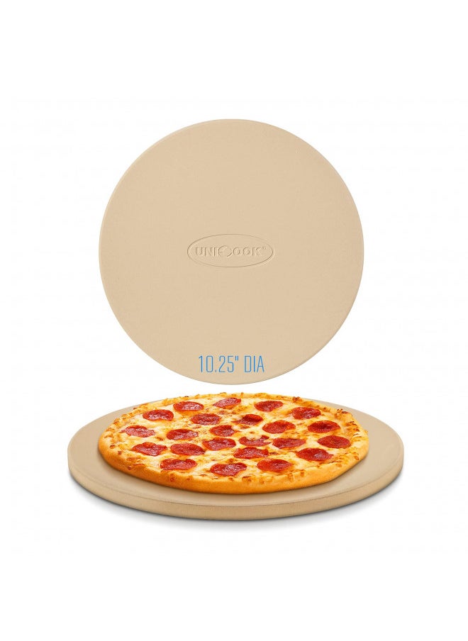 Unicook Pizza Stone, 10.25 Inch Round Pizza Grilling Stone, Small Pizza Stone for Oven, Baking Stone, Perfect Size for Personal Pizza, Ideal for Baking Crisp Crust Pizza, Bread, Cookies and More