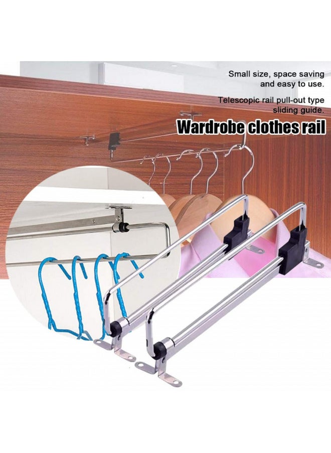 Retractable Closet Pull Out Rod Closet Valet Rod Extending Rail Pull Out Hanger Closet Valet Rod Rail Sliding Extending Telescopic Clothes Rod, 12 Inch=30 cm Closet Rod Bracket Wardrobe Hanger Rail