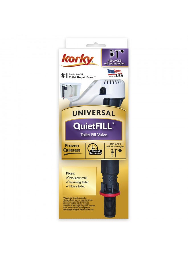 Korky 528 Toilet Fill Valve, Universal, Black