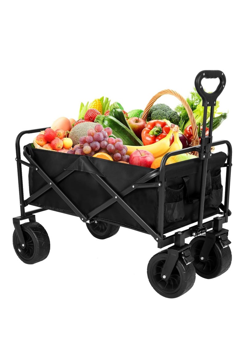 Collapsible Folding Outdoor Utility Wagon-Black 93x58x73cm