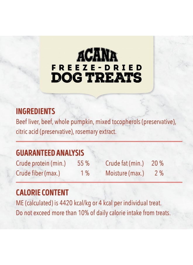 ACANA Singles Freeze Dried Dog Treats, Limited Ingredient Grain Free Beef & Pumpkin Recipe, 3.25oz