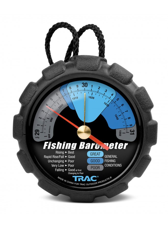 Camco TRAC Outdoors Fishing Barometer | Features an Adjustable Pressure Change Indicator with Reference Marker & Color-Coded Dial | Easily Calibrates to Local Barometric Pressure (69200)