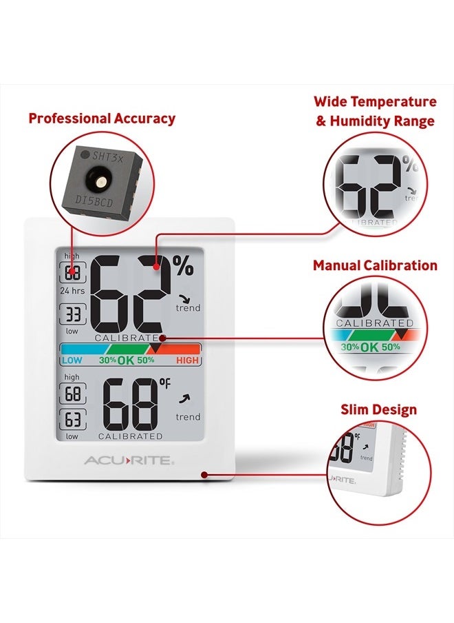 Humidity Meter Hygrometer and Indoor Digital Thermometer with Temperature Gauge and Humidity Gauge, Room Thermometer Comfort Scale, 3 x 2.5 Inches, White (01083M)