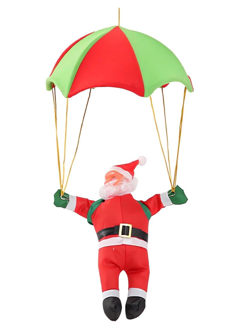 Christmas Santa Parachute Decorations,Christmas Tree Ornament,Christmas Hanging Decor Santa Claus Plush Santa Doll Xmas Ornament Miniature Climbing Rope Decorations (30cm)