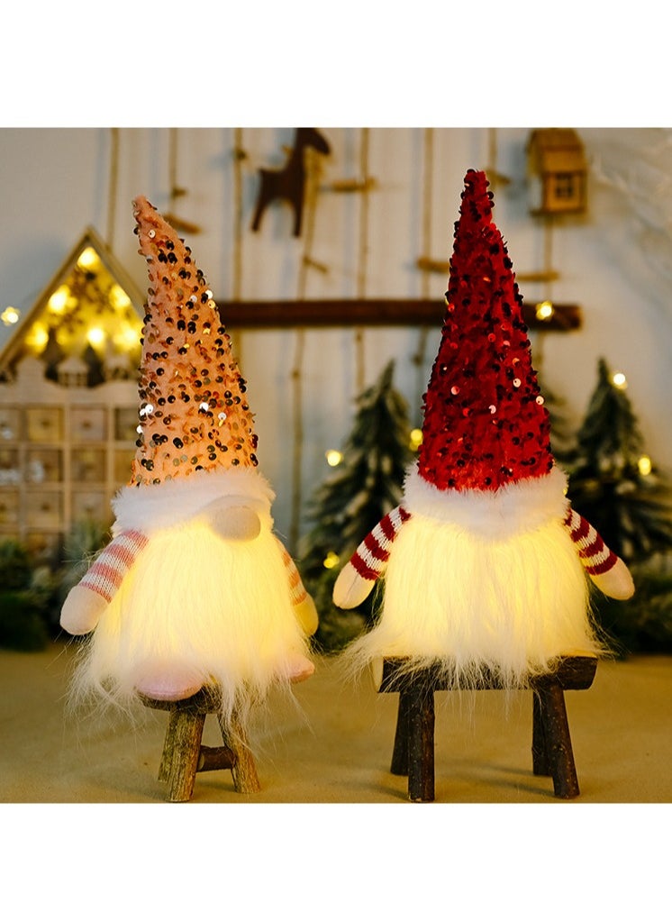 3 Piece LED Rudolph Doll Lamp Luminous Faceless Doll Ornament Christmas