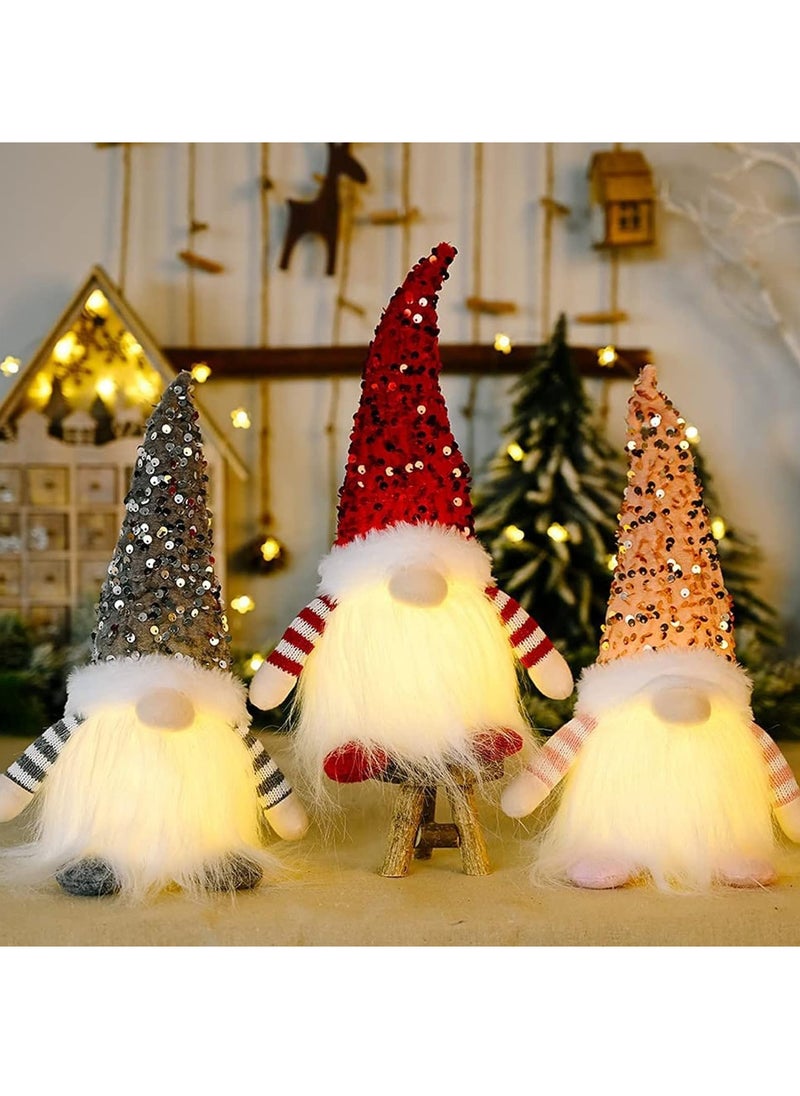 3 Piece LED Rudolph Doll Lamp Luminous Faceless Doll Ornament Christmas