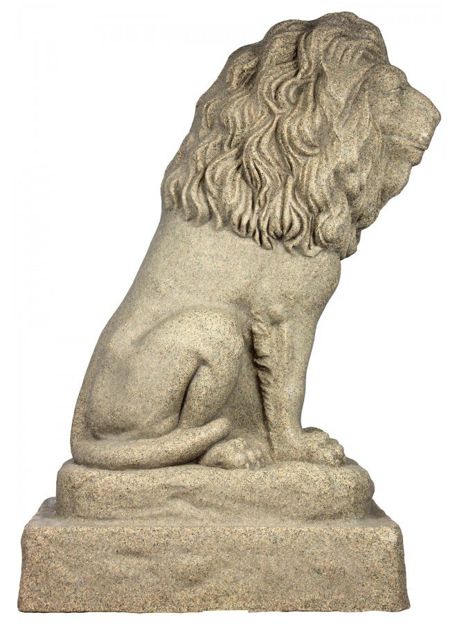 EMSCO Group Guardian Lion Statue Natural Sandstone Appearance Made of Resin Lightweight 28 Height