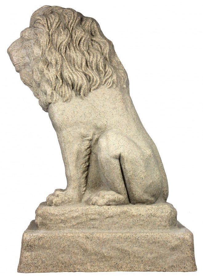 EMSCO Group Guardian Lion Statue Natural Sandstone Appearance Made of Resin Lightweight 28 Height