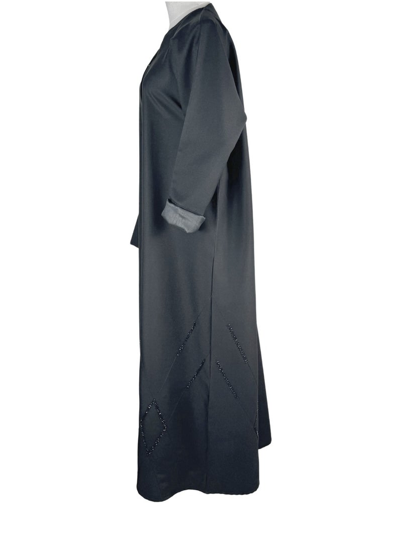 Black Formal Abaya with Diamond Sparkle Beadwork