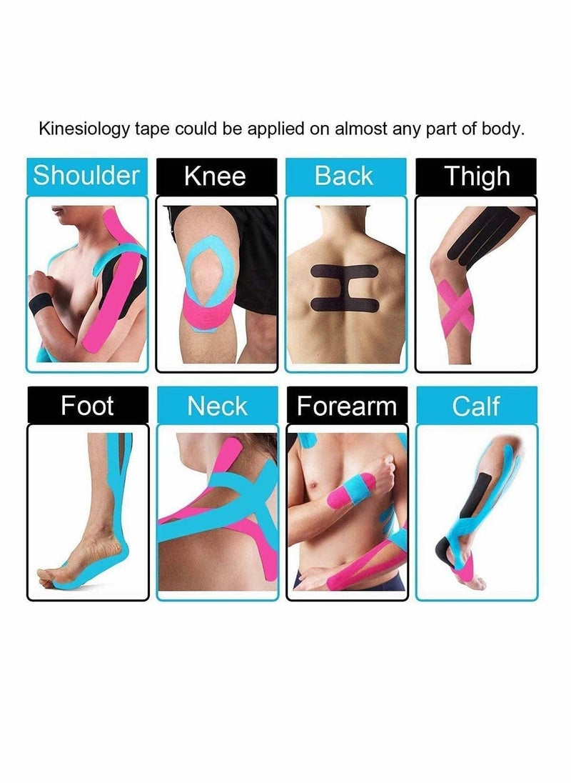 Sports Kinesiology Tape Sports Tape Strapping 5m Roll of Elastic Water Resistant Tape for Support & Muscle Recovery Muscle Tape Support Quality Sports Tape 2 Pcs