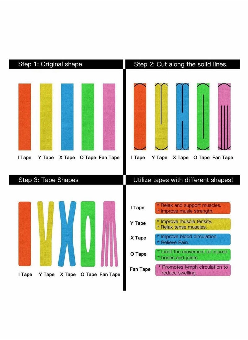 Sports Kinesiology Tape Sports Tape Strapping 5m Roll of Elastic Water Resistant Tape for Support & Muscle Recovery Muscle Tape Support Quality Sports Tape 2 Pcs